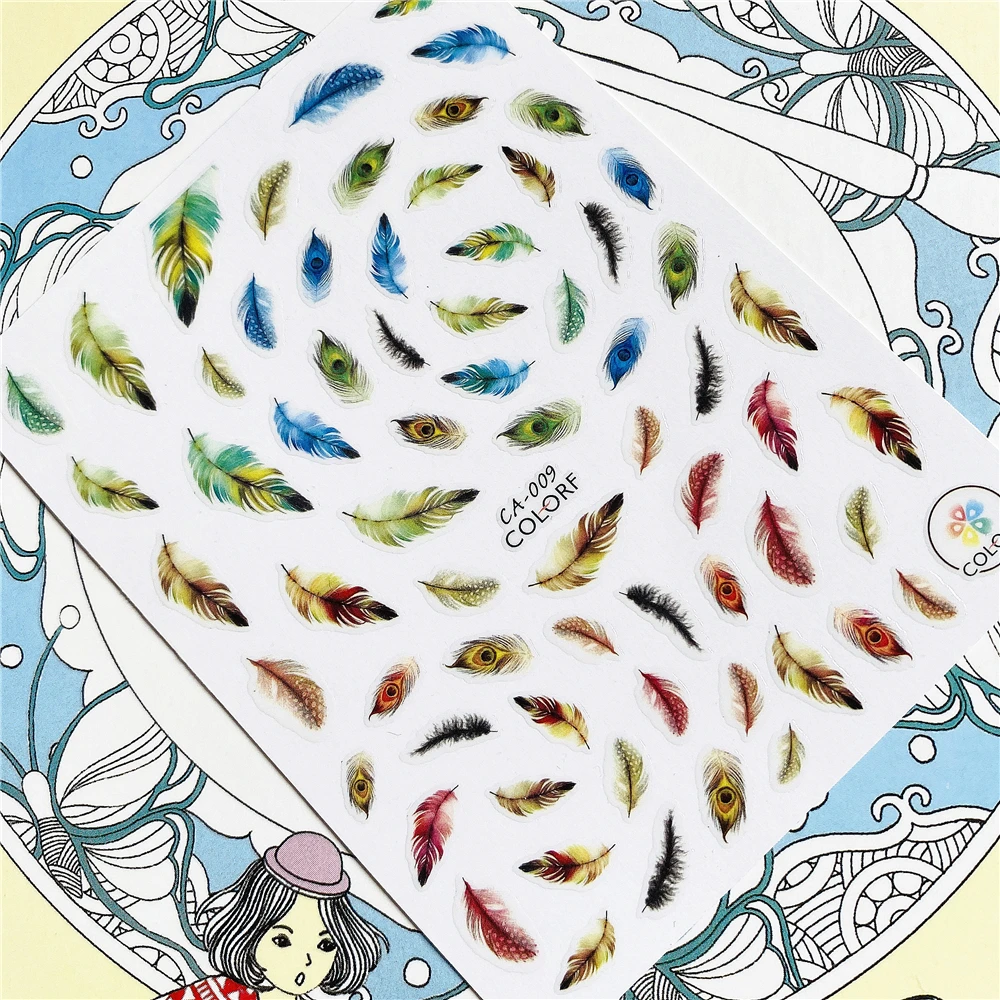 CA-009 CA-010 CA-013 Colorful feathers 3D Back glue Nail Art Stickers Decals Sliders Nail ornament decoration
CA-009 CA-010 CA-013 Colorful feathers 3D Back glue Nail Art Stickers Decals Sliders Nail ornament decoration