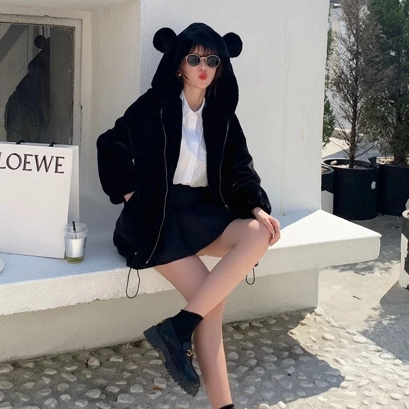 Autumn Winter 2023 Women Hooded Faux Rabbit Fur Coat Loose Casual Mujer Chaqueta Drawstring Long Sleeve Plus Soft Plush Outwear
Autumn Winter 2023 Women Hooded Faux Rabbit Fur Coat Loose Casual Mujer Chaqueta Drawstring Long Sleeve Plus Soft Plush Outwear