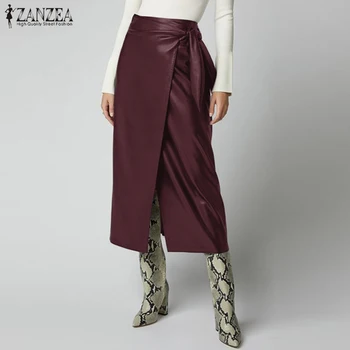 2020 ZANZEA Women's PU Leather Skirts Stylish Button High Waist Lace-Up Midi Skirts Female Solid Robe Oversized Split Vestidos 
2020 ZANZEA Women's PU Leather Skirts Stylish Button High Waist Lace-Up Midi Skirts Female Solid Robe Oversized Split Vestidos