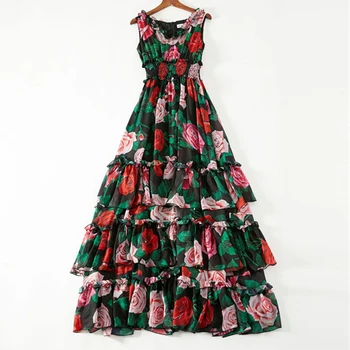 Women Elegant Sleeveless Floral Print Ruffles Layered Chiffon Party Dresses Top Fashion Runway Designer Summer Long Maxi Dress
Women Elegant Sleeveless Floral Print Ruffles Layered Chiffon Party Dresses Top Fashion Runway Designer Summer Long Maxi Dress