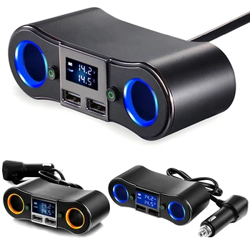 New LED Rings Dual USB Port Charger With Dual Cigarette Lighter Socket Splitter Adapter With Independent Switches Car Chargers
New LED Rings Dual USB Port Charger With Dual Cigarette Lighter Socket Splitter Adapter With Independent Switches Car Chargers
