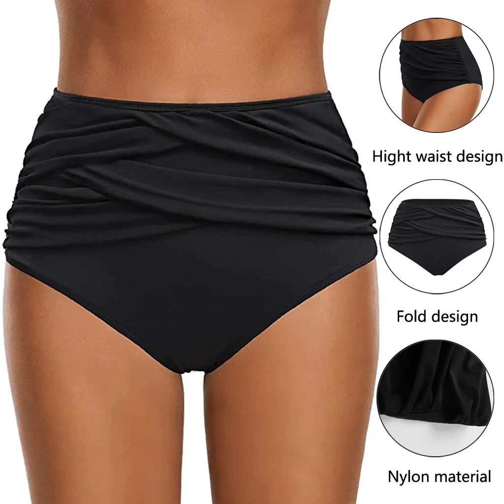 

2020 Summer Sexy Thong Bikini Brazilian Cut Swimwear Women High Waist Ruched Bottom Briefs Swimsuit Push Up Panties Underwear