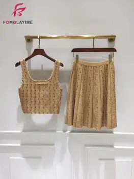 2020 Summer High Quality Women's Suits Heavy Bead Knitted Vest Half Skirt Two-piece Suits
2020 Summer High Quality Women's Suits Heavy Bead Knitted Vest Half Skirt Two-piece Suits