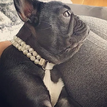 PU Leather Dog Collar Artificial Pearls Rhinestone Pet Collars For Small Dogs Necklace
PU Leather Dog Collar Artificial Pearls Rhinestone Pet Collars For Small Dogs Necklace