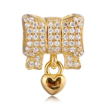 New 925 Sterling Silver Bead Charm Gold Color Shine Love Heart & Bow With Crystal Pendant Beads Fit Bracelet DIY Jewelry
New 925 Sterling Silver Bead Charm Gold Color Shine Love Heart & Bow With Crystal Pendant Beads Fit Bracelet DIY Jewelry