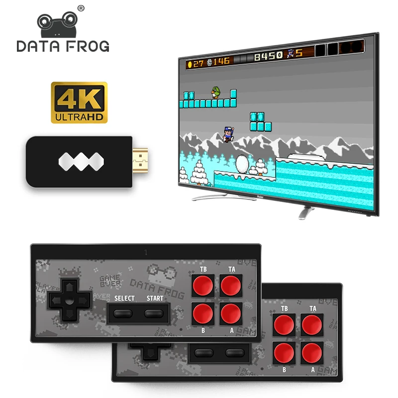 

Data Frog USB Wireless Handheld TV Video Game Console Build In 1400 NES classic 8 Bit Game mini Console Dual Gamepad HDMI Output