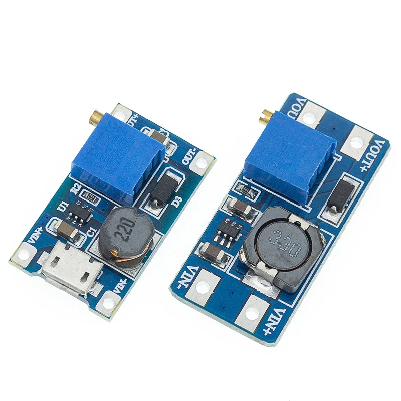 100pcs DC-DC Adjustable Boost Module 2A Boost Plate Step Up Module with MICRO USB 2V-24V to 5V 9V 12V 28V MT3608
100pcs DC-DC Adjustable Boost Module 2A Boost Plate Step Up Module with MICRO USB 2V-24V to 5V 9V 12V 28V MT3608