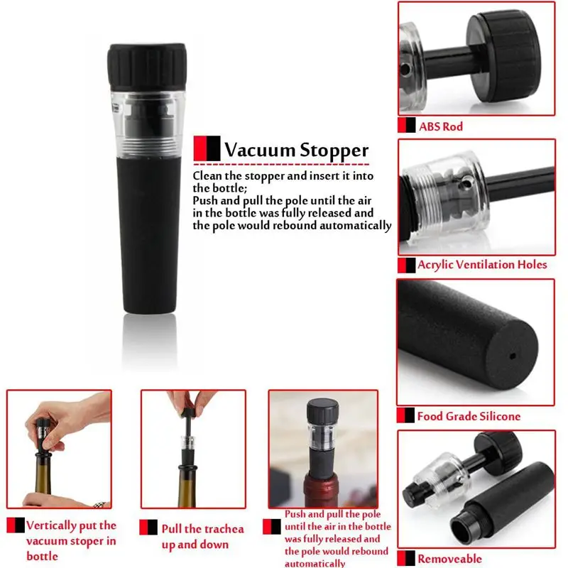 4 Pcs Wine Opener Set, Air Pressure Pump Bottle Opener Gift Box Includes Wine Opener Kit Vacuum Stopper and Wine Pourer Tool
4 Pcs Wine Opener Set, Air Pressure Pump Bottle Opener Gift Box Includes Wine Opener Kit Vacuum Stopper and Wine Pourer Tool