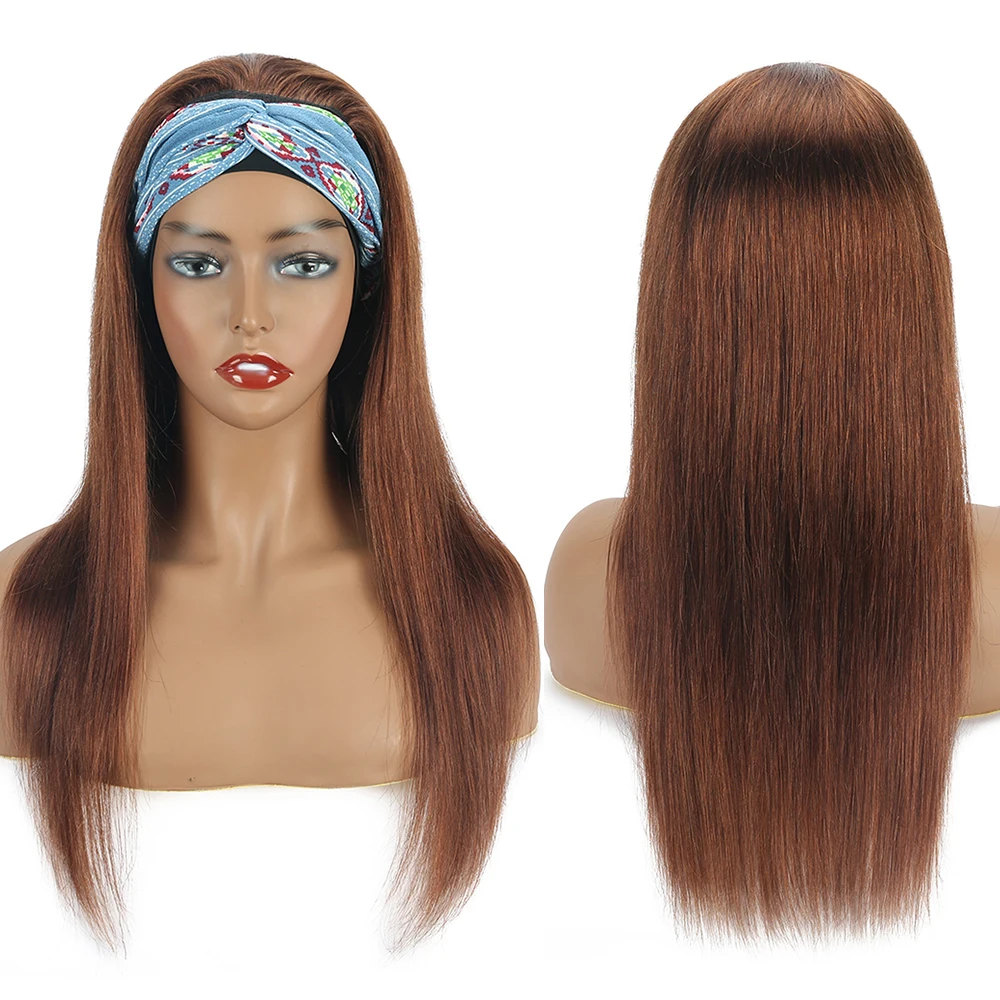 human hair wigs with headband scarf