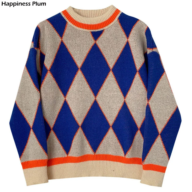Women Sweater Korean 2021 Autumn Winter New Chic Rhombus Contrast Color Loose O-neck Long-sleeved Knit Pullover Female
Women Sweater Korean 2021 Autumn Winter New Chic Rhombus Contrast Color Loose O-neck Long-sleeved Knit Pullover Female