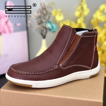 SHUANGGUN Men's snow boots winter warm wool sheepskin men's ankle boots leather motorcycle boots
SHUANGGUN Men's snow boots winter warm wool sheepskin men's ankle boots leather motorcycle boots