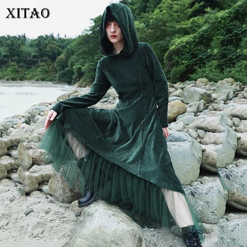 XITAO Elegant Hooded Long Sleeve Dress Wild Long Sleeve Stitching Irregular Mesh Maxi Dresses for Women Vintage Minority DZL1827
XITAO Elegant Hooded Long Sleeve Dress Wild Long Sleeve Stitching Irregular Mesh Maxi Dresses for Women Vintage Minority DZL1827