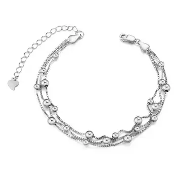 1pc 925 Sterling Silver Multi-strand Bracelets, Box Chain with Beads
1pc 925 Sterling Silver Multi-strand Bracelets, Box Chain with Beads