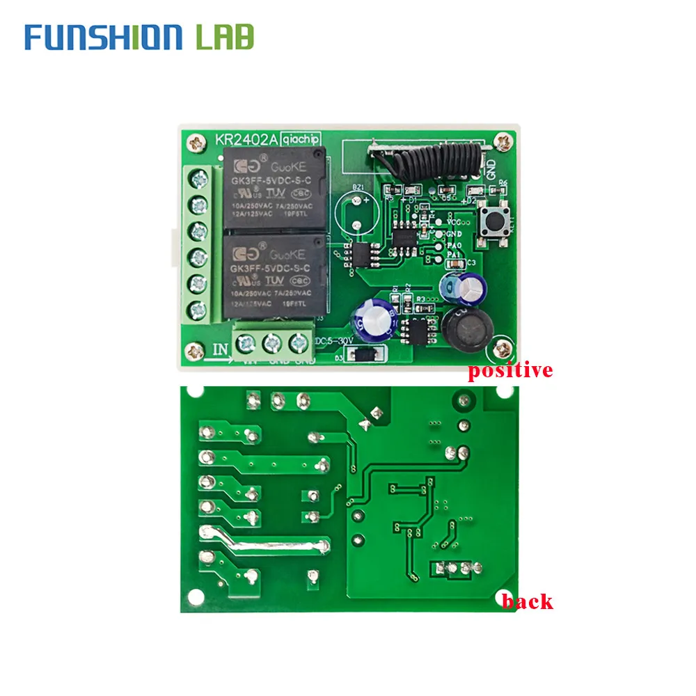 433MHz Wireless RF Remote Control DC6V 12V 24V Mirco Switch Receiver M –  Funshion Lab