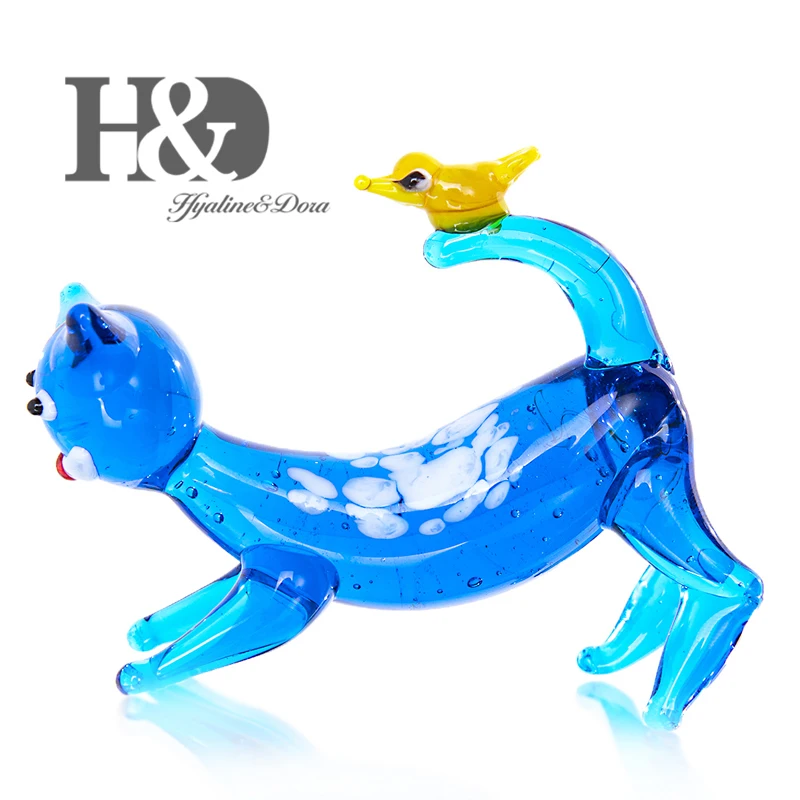 H&D Hand Blown Art Glass Craft Miniature Liuli Cat Animal Shape Figurine Fengshui Collection Home Decoration Craft Gift for Kids 
H&D Hand Blown Art Glass Craft Miniature Liuli Cat Animal Shape Figurine Fengshui Collection Home Decoration Craft Gift for Kids