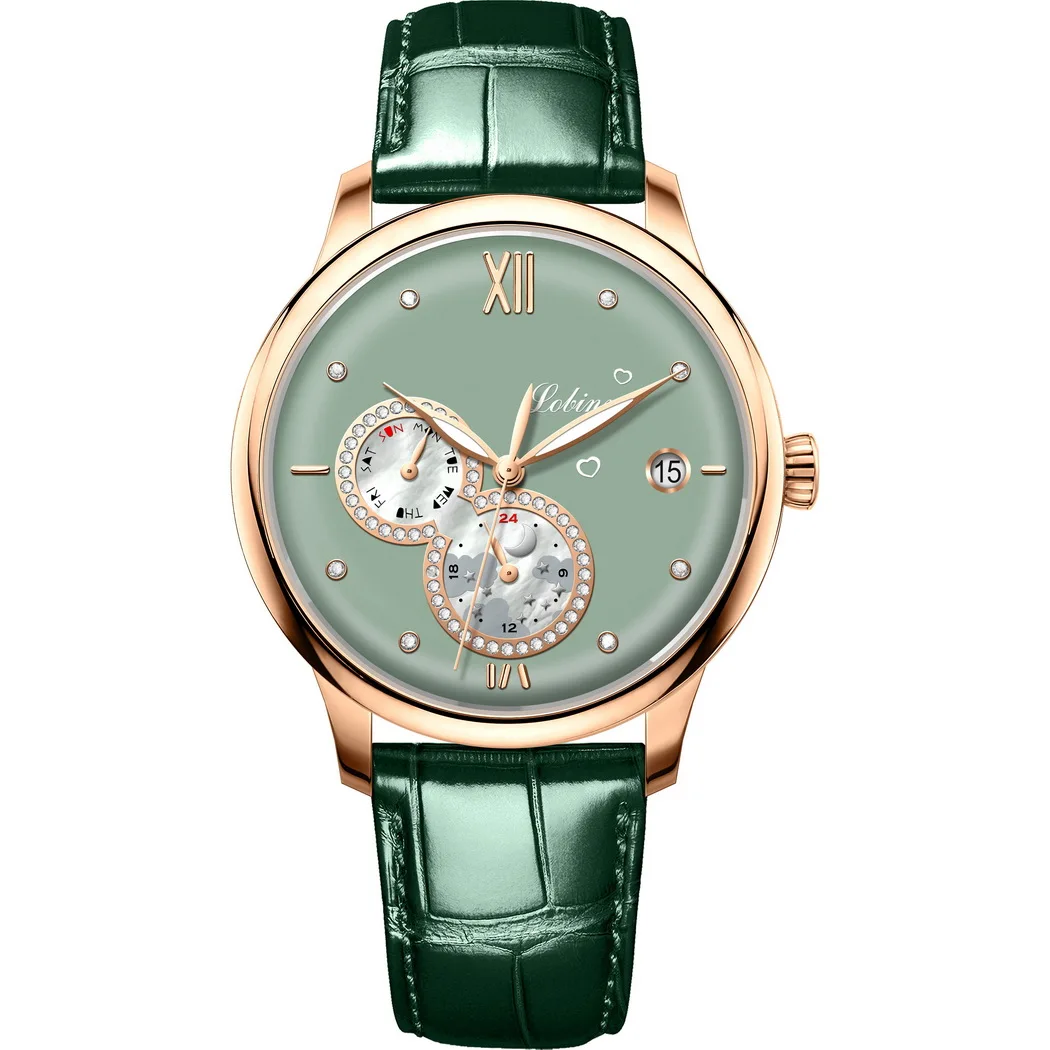 Часы LOBINNI женские Автоматические, брендовые Роскошные Механические Наручные с сапфировым зеркалом, с отображением недели и 24 часа 
Часы LOBINNI женские Автоматические, брендовые Роскошные Механические Наручные с сапфировым зеркалом, с отображением недели и 24 часа