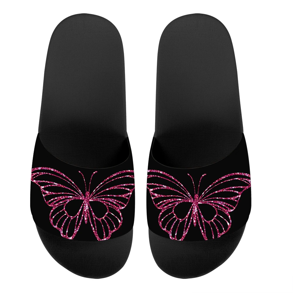 

New 2022 Summer Women's Beach Slippers Butterfly Pattern Shoes Man Flip Flops Female Sandals Outdoor Flats Casual Black White