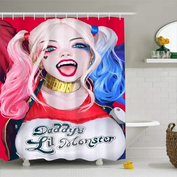 Kids Bathroom Decor Curtains Polyester Fabric Cartoon Harley Quinn Joker Print Superhero Shower Curtain with Hooks Custom
Kids Bathroom Decor Curtains Polyester Fabric Cartoon Harley Quinn Joker Print Superhero Shower Curtain with Hooks Custom