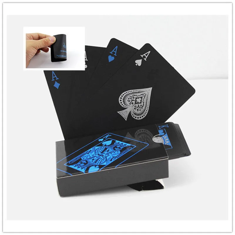 Фото Черные пластиковые ПВХ покерные Волшебные игральные карты розыгрыши Высокое