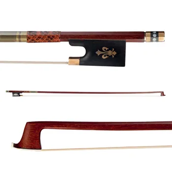 

Violin Bow (Pernambuco Bow Stick Black Ebony Frog and Horsetail Bow Hair) for 4/4 Full Size Violin