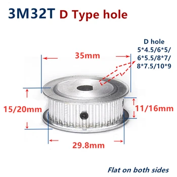 32 Teeth HTD 3M Timing Pulley D Type Bore for Width 10/15mm 3M synchronous belt HTD3M pulley Belt gear 32Teeth 32T
32 Teeth HTD 3M Timing Pulley D Type Bore for Width 10/15mm 3M synchronous belt HTD3M pulley Belt gear 32Teeth 32T