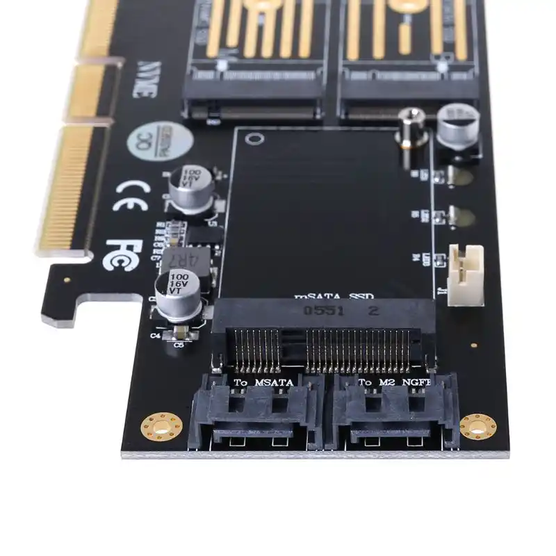 Переходник PCI E 3 в 1 для M.2 SSD PCIE к M2 адаптер Райзер с M ключом B Key mSATA 2 x 7Pin SATA порт NVME