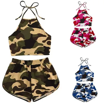 Women Sets Summer Women's Fashion Sleeveless Strappy Short Print Top And Pants Suit 2 PCS Outfits Sets ropa de mujer Camouflage
Women Sets Summer Women's Fashion Sleeveless Strappy Short Print Top And Pants Suit 2 PCS Outfits Sets ropa de mujer Camouflage