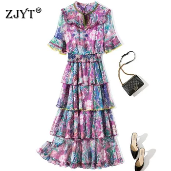 Europe Fashion Summer Runway Dress High Quality Women 2020 Lady Short Sleeve Vintage Flower Print Chiffon Ruffle Layered Dress
Europe Fashion Summer Runway Dress High Quality Women 2020 Lady Short Sleeve Vintage Flower Print Chiffon Ruffle Layered Dress