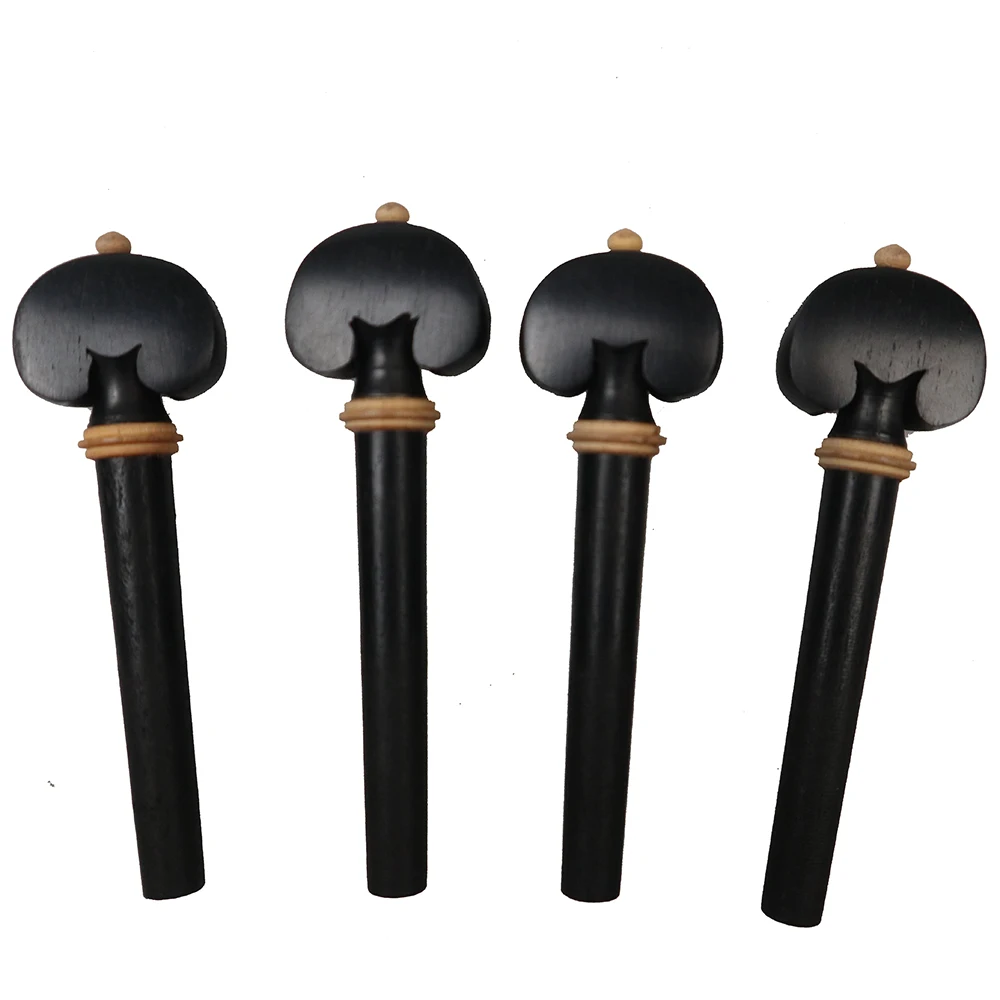 

50pcs Full Size Violin Pegs String Tuning Keys Tuner Winder Ebony Wood Inlay Boxwood Ring 4/4 Full Size