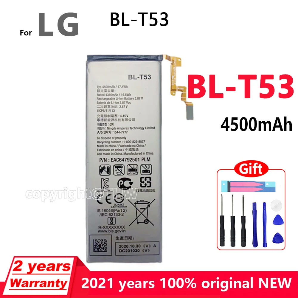 

100% Genuine BL-T53 Battery For LG BL T53 4500mAh Phone Batteria Original Smartphone Batteries With Gift Tools+Tracking Number