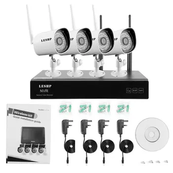 4CH WIFI NVR with 4 PCS WIFI IP Camera Surveillance System 1Mega for Outdoor Security Support Post Alarm Motion Detection 
4CH WIFI NVR with 4 PCS WIFI IP Camera Surveillance System 1Mega for Outdoor Security Support Post Alarm Motion Detection