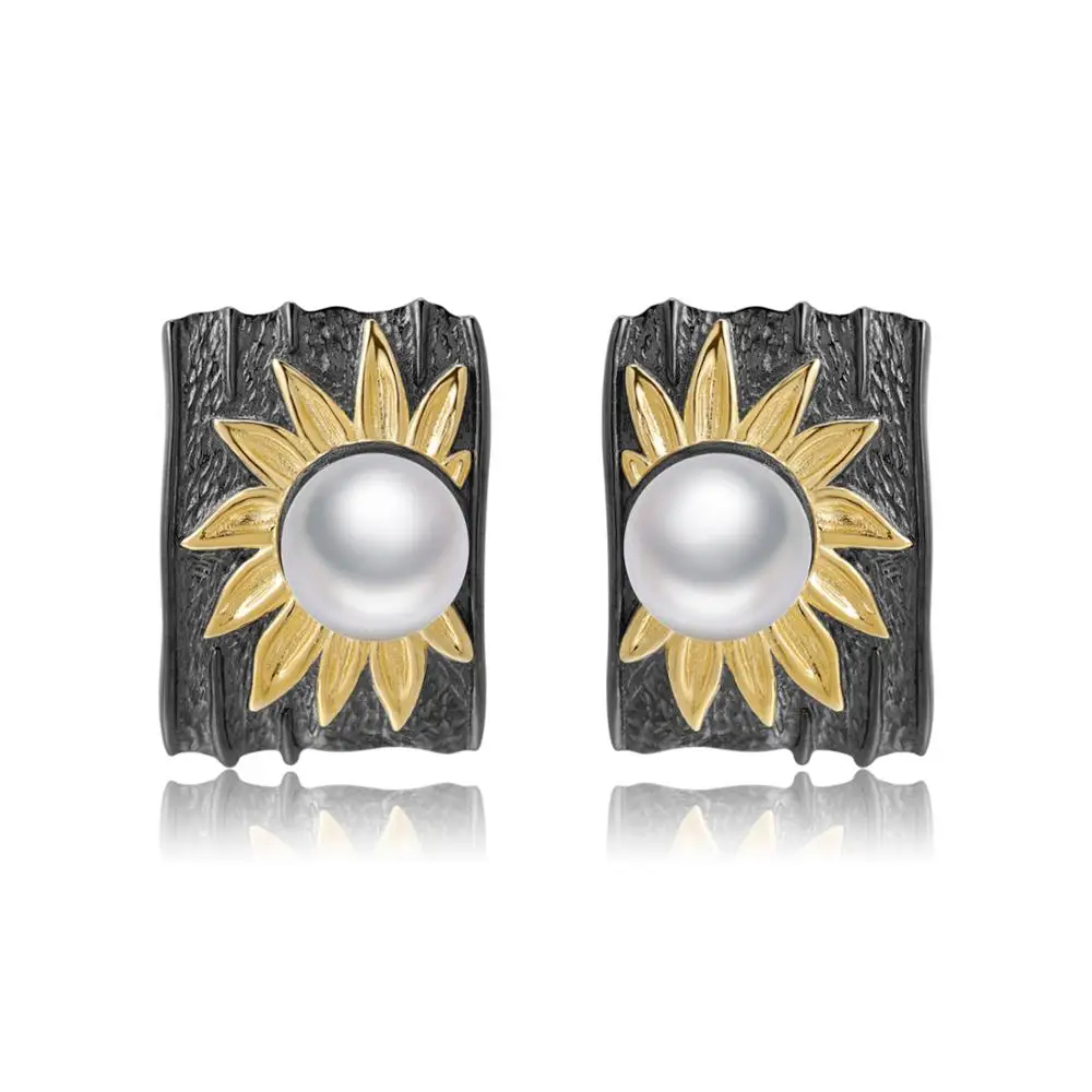 GEM'S BALLET Real 925 Sterling Silver Handmade Sun Flower Earrings Natural Freshwater Pearl Clip Earrings For Women Fine Jewelry
GEM'S BALLET Real 925 Sterling Silver Handmade Sun Flower Earrings Natural Freshwater Pearl Clip Earrings For Women Fine Jewelry