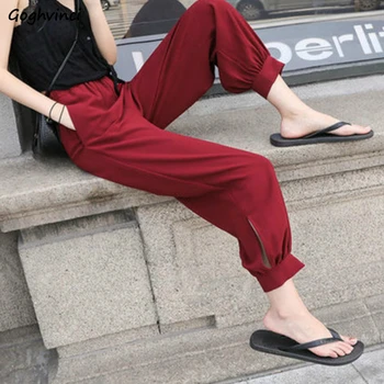 Causal Pants Women Summer Side Slit Solid High Waist Joggers Chic Streetwear Harajuku Womens Bundle Plus Size 2XL Loose Thin New 
Causal Pants Women Summer Side Slit Solid High Waist Joggers Chic Streetwear Harajuku Womens Bundle Plus Size 2XL Loose Thin New