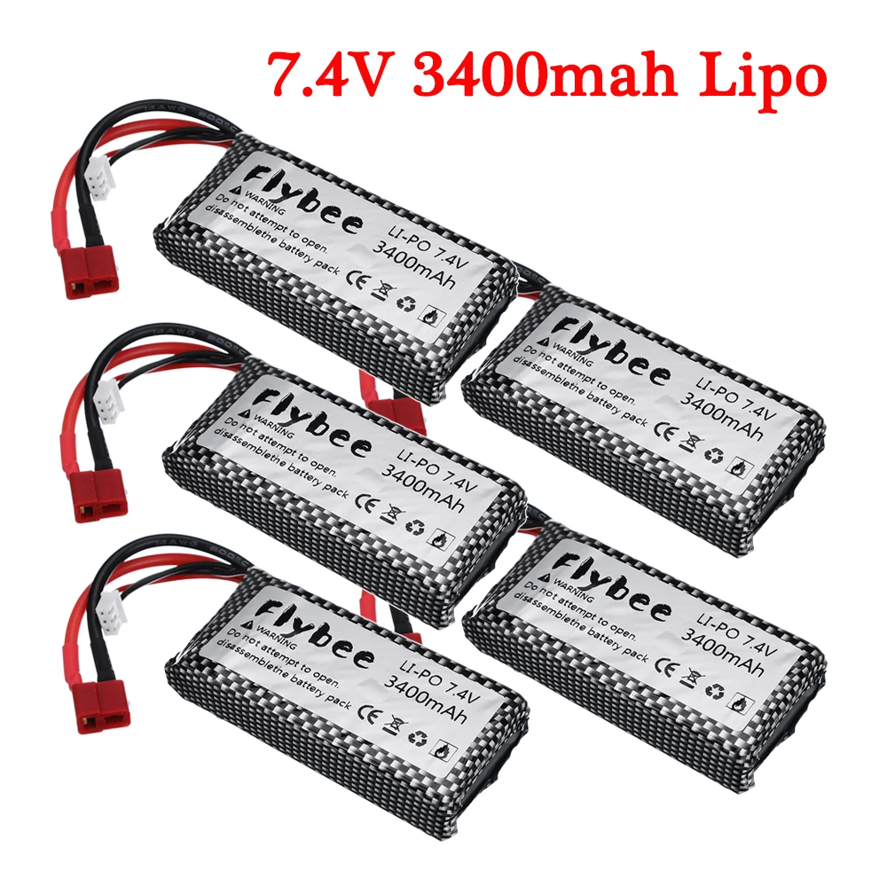 Аккумулятор Lipo 2S 7 4 В 3400 мАч 40C для радиоуправляемой машинки Feiyue 03 Q39 Wltoys 144001 12428 12423