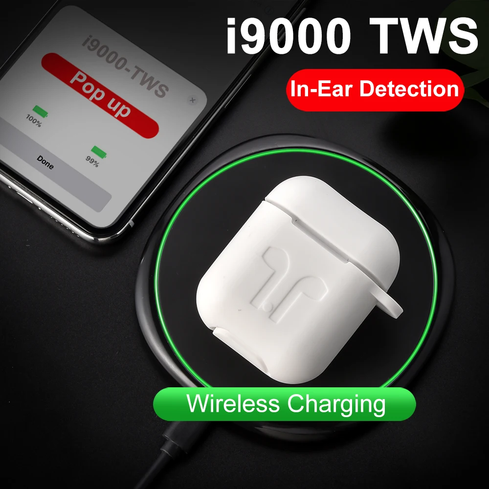 

i9000 TWS Bluetooth 5.0 Wireless Earphone In-Ear Detection Pop up Wireless Charging Size 1:1 Air 2 PK i20 i30 i60 i100 i200 TWS