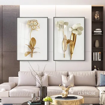 White Background Art Simple Golden Flowers Nordic Modern Style Posters Canvas Pictures For Living Room Decor Painting Unframed
White Background Art Simple Golden Flowers Nordic Modern Style Posters Canvas Pictures For Living Room Decor Painting Unframed
