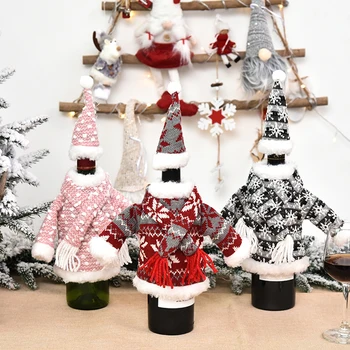 Christmas Wine Bottle Cover Knitted Wine Bottle Sweater with Scarf Hat for Xmas Party Dinner Table Decoration 
Christmas Wine Bottle Cover Knitted Wine Bottle Sweater with Scarf Hat for Xmas Party Dinner Table Decoration