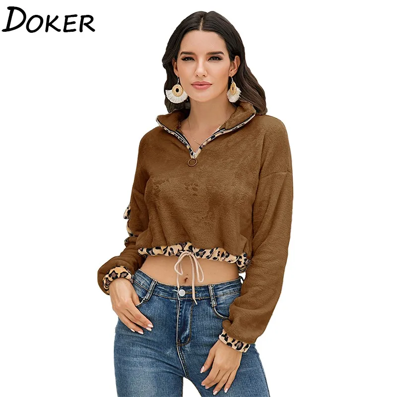 2020 Autumn And Winter Leopard Short Sweatshirts Women Long Sleeve Zipper Plush Warm Pullover Ladies Tops Streetwear Sweatshirt
2020 Autumn And Winter Leopard Short Sweatshirts Women Long Sleeve Zipper Plush Warm Pullover Ladies Tops Streetwear Sweatshirt