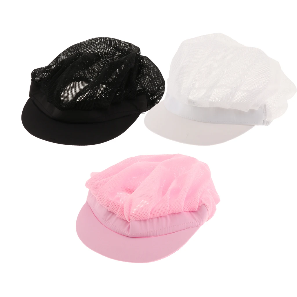 3Pcs Mesh Cook Adjustable Men Women Kitchen Baker Chef Elastic Cap Hat Catering 3Pcs Mesh Cook Adjustable Men Women Kitchen Baker Chef Elastic Cap Hat Catering