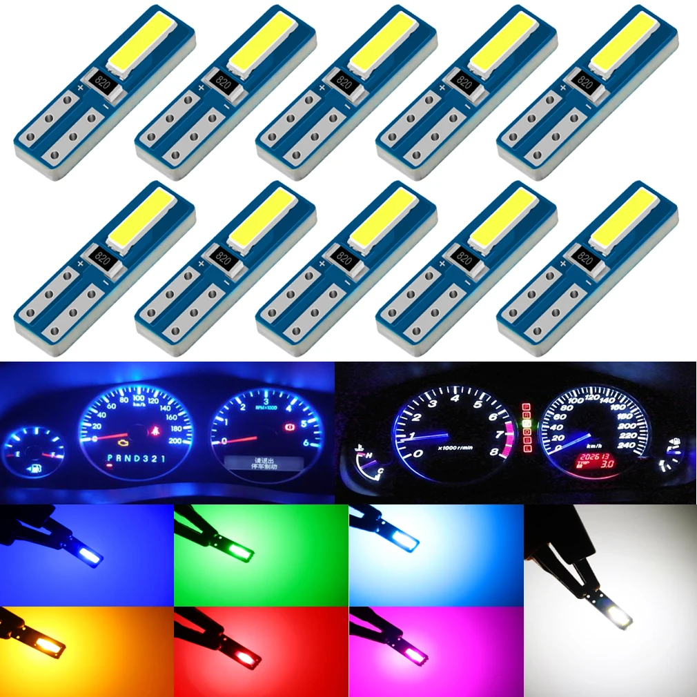 

10Pcs Canbus T5 W3W 74 286 W1.2W Led Bulb Car Interior Lights Dashboard Lamp Auto Warning Indicator Instrument White Red Yellow