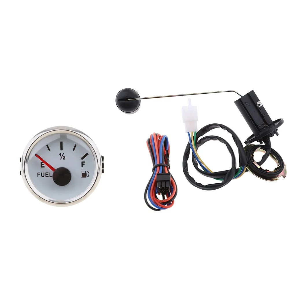 2 inch 52mm Boat Fuel Level Gauge 0-190ohm with 316 Stainless Steel Bezel + Fuel Sensor Sender - White 2 inch 52mm Boat Fuel Level Gauge 0-190ohm with 316 Stainless Steel Bezel + Fuel Sensor Sender - White