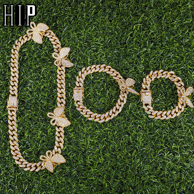 Hip Hop Iced Out Rhinestones 1Kit 13MM Miami Butterfly Necklace +Bracelet +Ankles Cuban Chain Bling Rapper For Men Women Jewelry
Hip Hop Iced Out Rhinestones 1Kit 13MM Miami Butterfly Necklace +Bracelet +Ankles Cuban Chain Bling Rapper For Men Women Jewelry