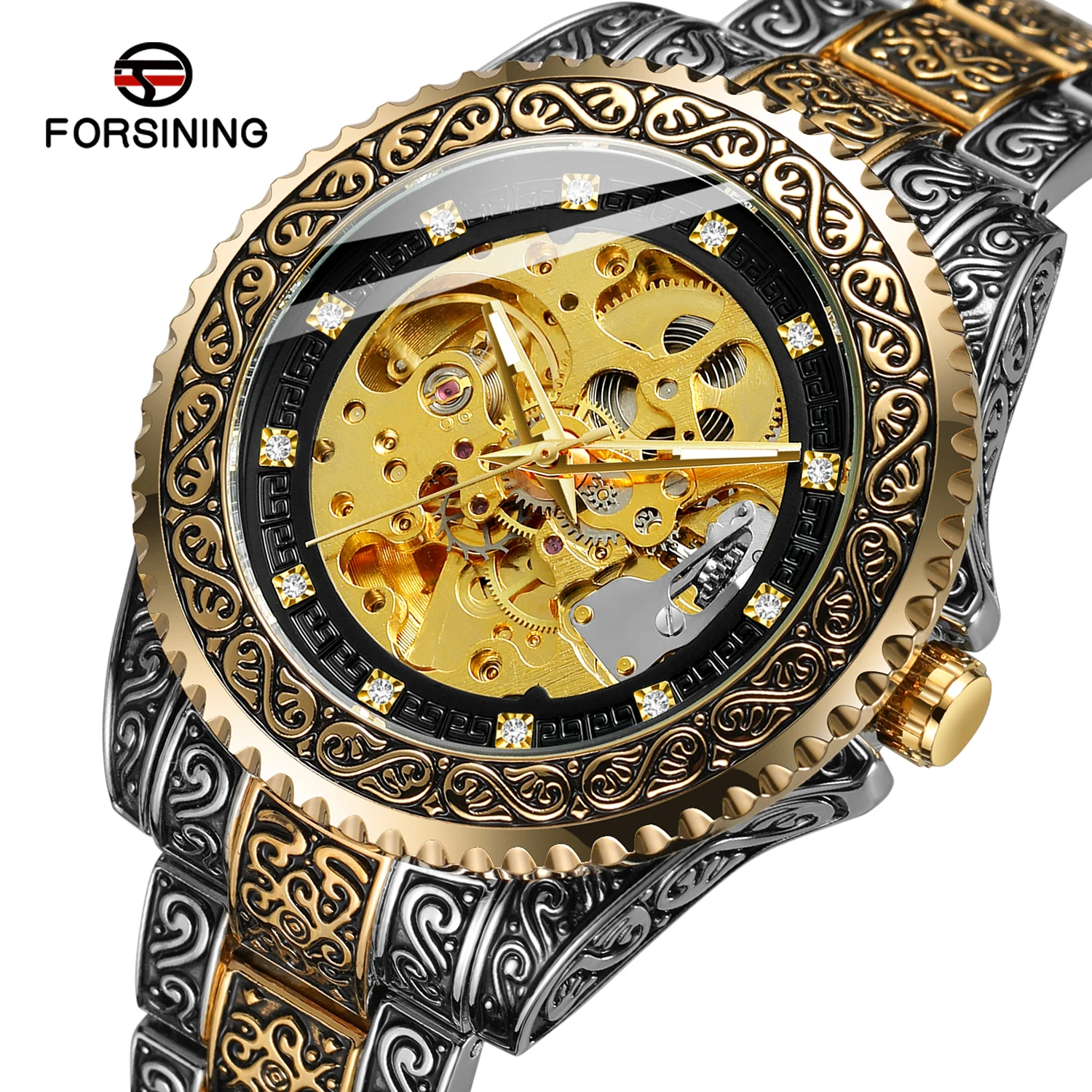 

Forsining Men Mechanical Wristwatches Silver Automatic Watch Male Tourbillon Skeleton Watches Luminous Clock Relogio Masculino