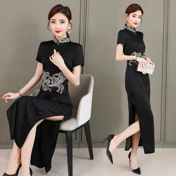 2020 New Chinese Style Cheongsam Modified Women Maxi Long Dress Retro Mandarin Collar Plus Size Women Ladies Dresses Vestidos 
2020 New Chinese Style Cheongsam Modified Women Maxi Long Dress Retro Mandarin Collar Plus Size Women Ladies Dresses Vestidos