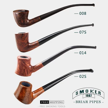 

▂ξ Smoker [Freeshipping] BriarWood Pipe Long Stem Tobacco Pipes Churchwarden 3MM Metal Filters Hot Sale Free Smoking Tools