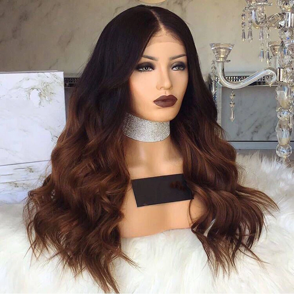 DLME Long Ombre Brown Synthetic Lace Front Wigs with Black Root Brown Wavy Wig For Black Women Heat Resistant Hair
DLME Long Ombre Brown Synthetic Lace Front Wigs with Black Root Brown Wavy Wig For Black Women Heat Resistant Hair