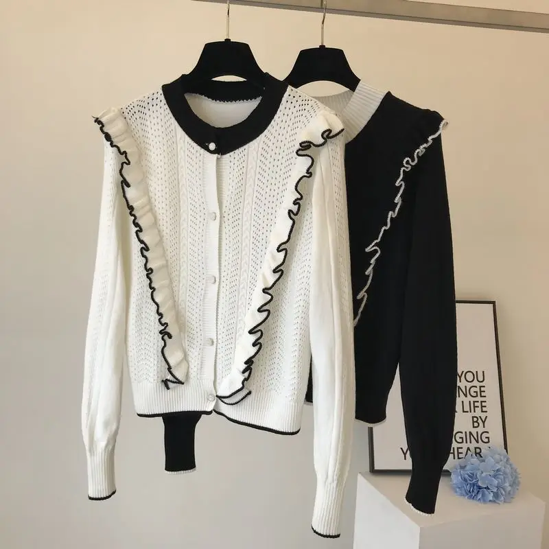 Ruffles Cardigan Women Autumn New Sweater Coat Female Loose Cardigan Jumper Hollow Out Sweater Girls All-match Jumpers
Ruffles Cardigan Women Autumn New Sweater Coat Female Loose Cardigan Jumper Hollow Out Sweater Girls All-match Jumpers