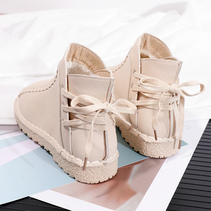 Winter flat women's boots 2019 new tie with short tube low heel plus velvet warm wild Martin boots
Winter flat women's boots 2019 new tie with short tube low heel plus velvet warm wild Martin boots