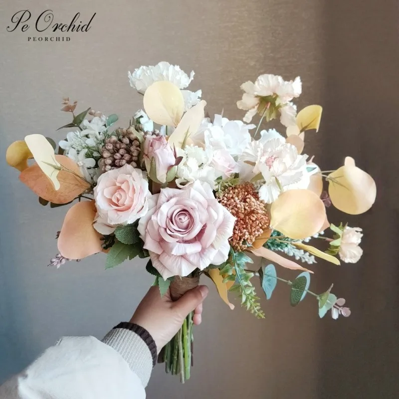 PEORCHID Vintage Ivory&Pink Bridal Boquet Rose Wedding flowers Bouquet Artificial Eucalyptus Bouquet De fleur Bride Decoration
PEORCHID Vintage Ivory&Pink Bridal Boquet Rose Wedding flowers Bouquet Artificial Eucalyptus Bouquet De fleur Bride Decoration