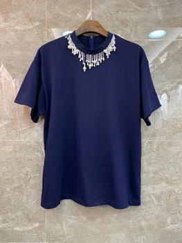 2020 Early Spring New Women's after Neckline Zipper Decorative Beaded Edge Short Sleeves Solid Color Wild Top 409
2020 Early Spring New Women's after Neckline Zipper Decorative Beaded Edge Short Sleeves Solid Color Wild Top 409